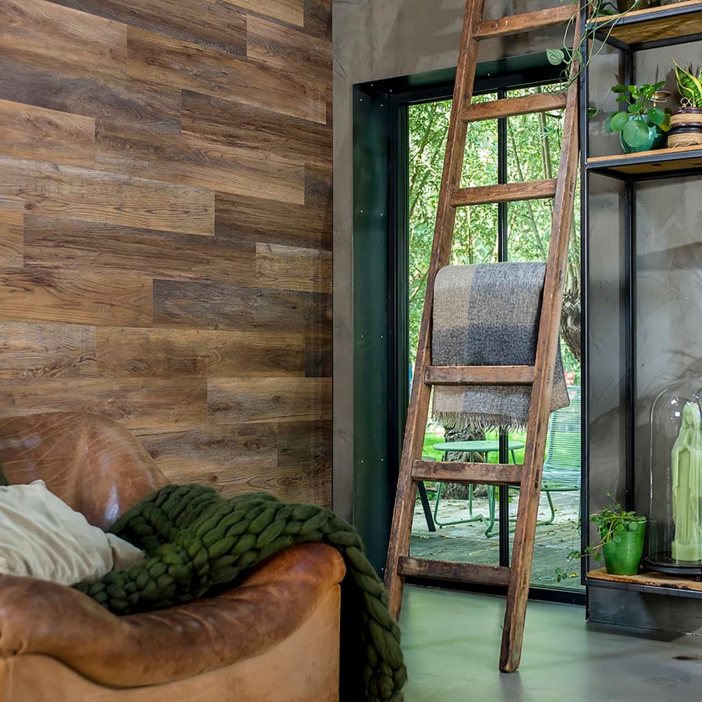 WallArt Wood Look Planks Barnwood Oak Umber Brown 12 WallArt Wood Look Planks Barnwood Oak Umber Brown